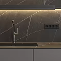 Modern Kitchen Sink with Marble Backsplash and Stainless Steel Faucet in Gray Cabinets