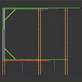 Building Construction Framework 3D Model With Green Structure And Yellow Columns