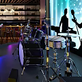 Modern Bar Interior Design With Hanging Chandeliers Round Tables And Stools