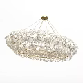 Modern Luxurious Crystal Chandelier With Gold Metal Frame And Disc Shaped Crystals For Elegant Interior