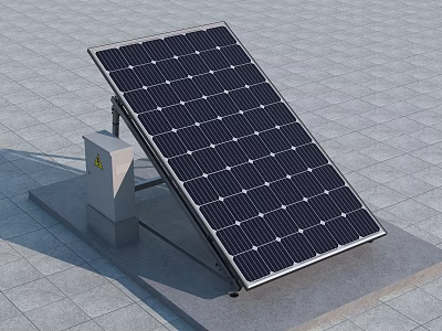 Industrial Solar Panel Equipment with Mounting Structure and Control Unit 3d model