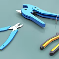 High Quality Industrial Pliers With Blue And Yellow Handles For Workshop Applications 3d model