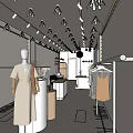 Modern Clothing Store Interior With Clothing Racks Cashier Counter Plants And Warm Lighting