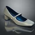 Women's Light Mary Jane Shoes Featuring Square Toe Block Heel Blue Interior Buckle