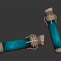 Turquoise Decorative Columns With Gold Metallic Frames And Glossy Surface Design