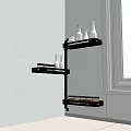 Black Multi Tier Wall Mounted Kitchen Shelf for Spices and Bottles