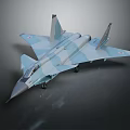 Blue Gray Camouflage Military Fighter Jet Model With Aerodynamic Wings And Tail