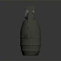 Green Military Hand Grenade Weapon With Metal Pin And Textured Surface