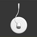 Modern Standing Headphone Speaker with Slim Curved Pole Round Base and Silver White Design