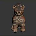 Traditional Animal Shaped Pottery Sculpture Carving with Colorful Geometric Patterns and Decorative Handle