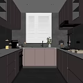 Modern Open Kitchen Interior With Gray Cabinets White Countertops Window Blinds And Appliances