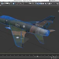 Camouflage Military Fighter Jet with 0011 Number Cockpit Emblem and Mounted Weapons
