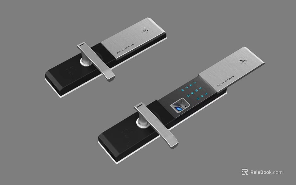 Modern Smart Door Handle Featuring Fingerprint Scanner Digital Keypad And Sleek Design 3d model 