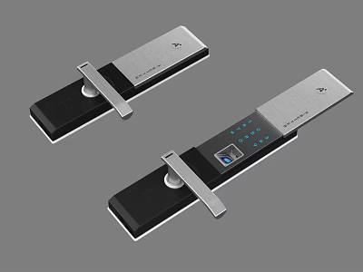 Modern Smart Door Handle Featuring Fingerprint Scanner Digital Keypad And Sleek Design 3d model
