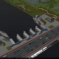 Scenic Landscape Bridge Over River With Road Vehicles Greenery And Walking Path