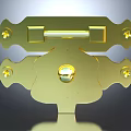 Golden Metal Component With Symmetrical Design Central Circular Protrusion And Screws