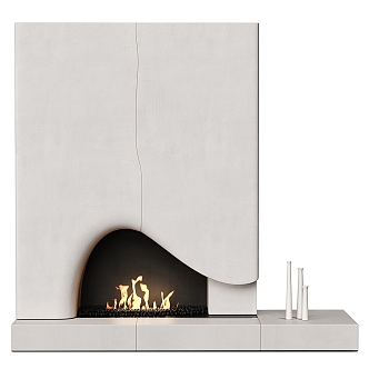 Modern shaped atomized fireplace background shape 3d model