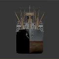 3D Rendered Cargo Ship With Multiple Masts And Colored Hull