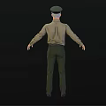 Male Police Officer Character In Uniform Standing With Arms Outstretched