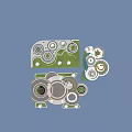 Park Landscape Model with Circular Layout Lawn Areas Trees Pathways and Central Features