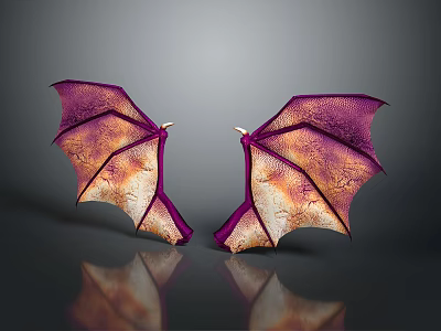 Purple And Orange Dragon Wing Shaped Textured Wall Decor For Modern Interior 3d model