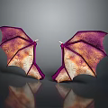 Purple And Orange Dragon Wing Shaped Textured Wall Decor For Modern Interior