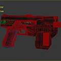 Futuristic Black Pistol With Digital Display And Ammunition Clips