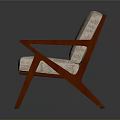 Stylish Wooden Chair Design With Mahogany Frame And Beige Padded Cushion Backrest