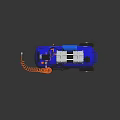 Portable Air Compressor With Blue Tank Yellow Wheels And Orange Hose