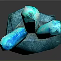 Glossy Blue Crystal Cluster With Transparent Geometric Crystals On Sturdy Decorative Base