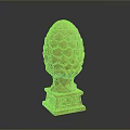 Sculpted Pinecone Architectural Ornament With Scaled Texture And Square Stone Base