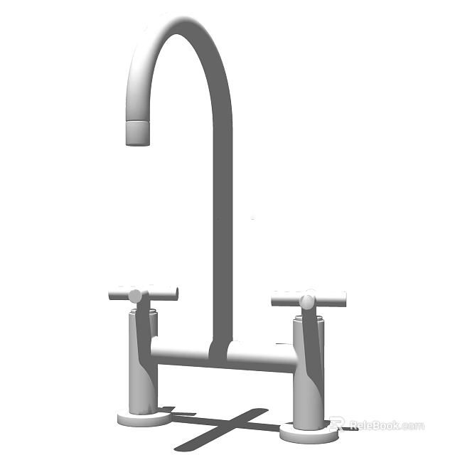 Double Handle Bridge Faucet With Stainless Steel Design For Modern Kitchen Use 3d model 