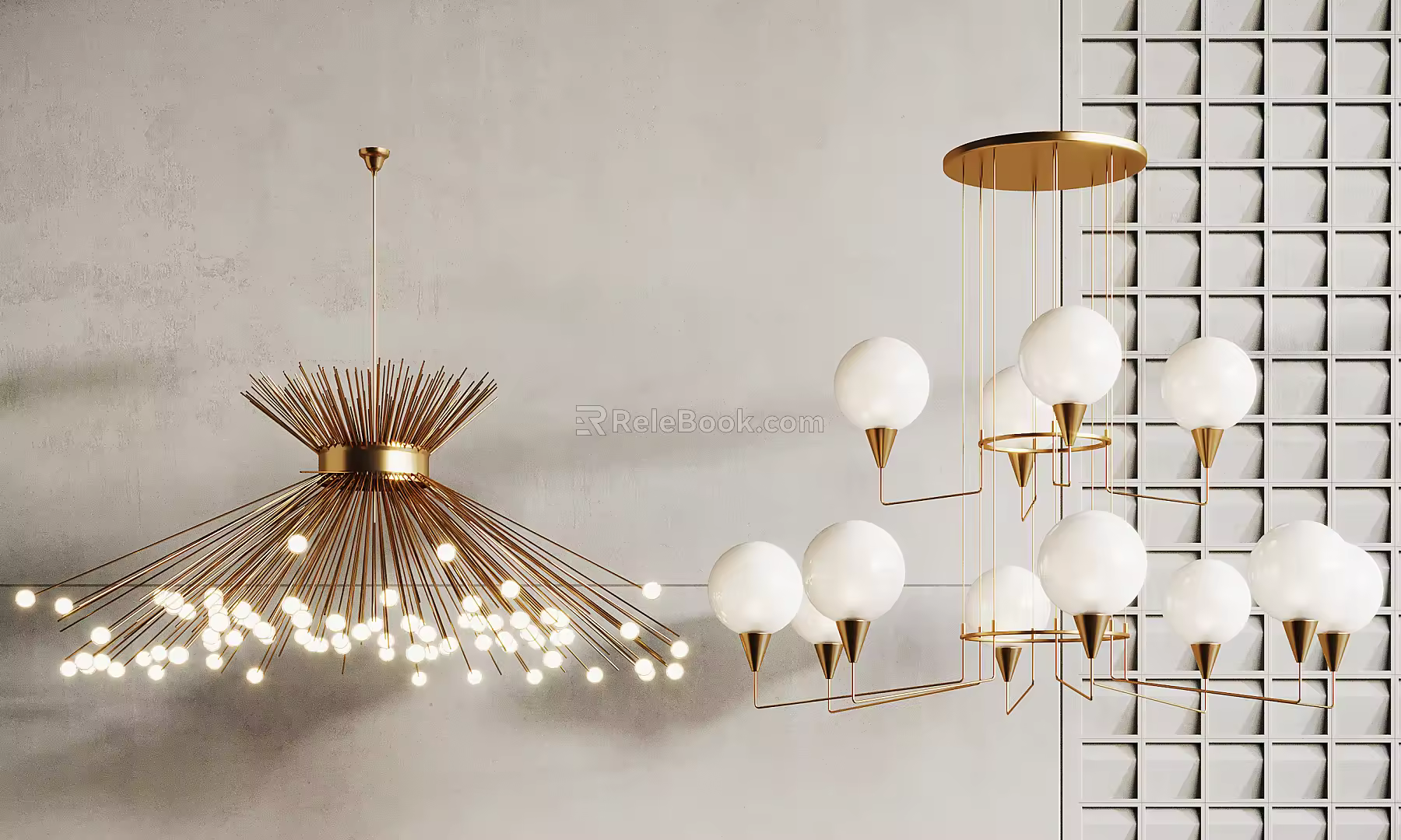Light Luxury Chandelier Combination 3d model