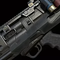Modern Black Tactical Weapon Featuring Perforated Metal Body And Detachable Magazine