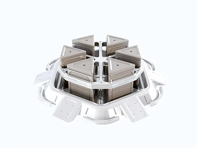 Industrial Equipment Circular Mechanical Structure With Multiple Gray Modules And White Components 3d model