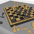 Wooden Chess Pieces Scattered On Black And White Checkerboard Surface