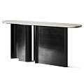 Modern Entryway Console Table With Sleek Metal Frame And Marble Top