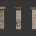 Ancient Stone Pillars With Damaged And Intact Structures And Rough Texture 3d model