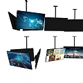 Multiple Hanging TVs With Diverse Visual Displays And Modern Suspension Design 3d model