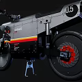 APRILIA Motorcycle with Gray Body Red Yellow Stripes and Red Wheel Hub Design