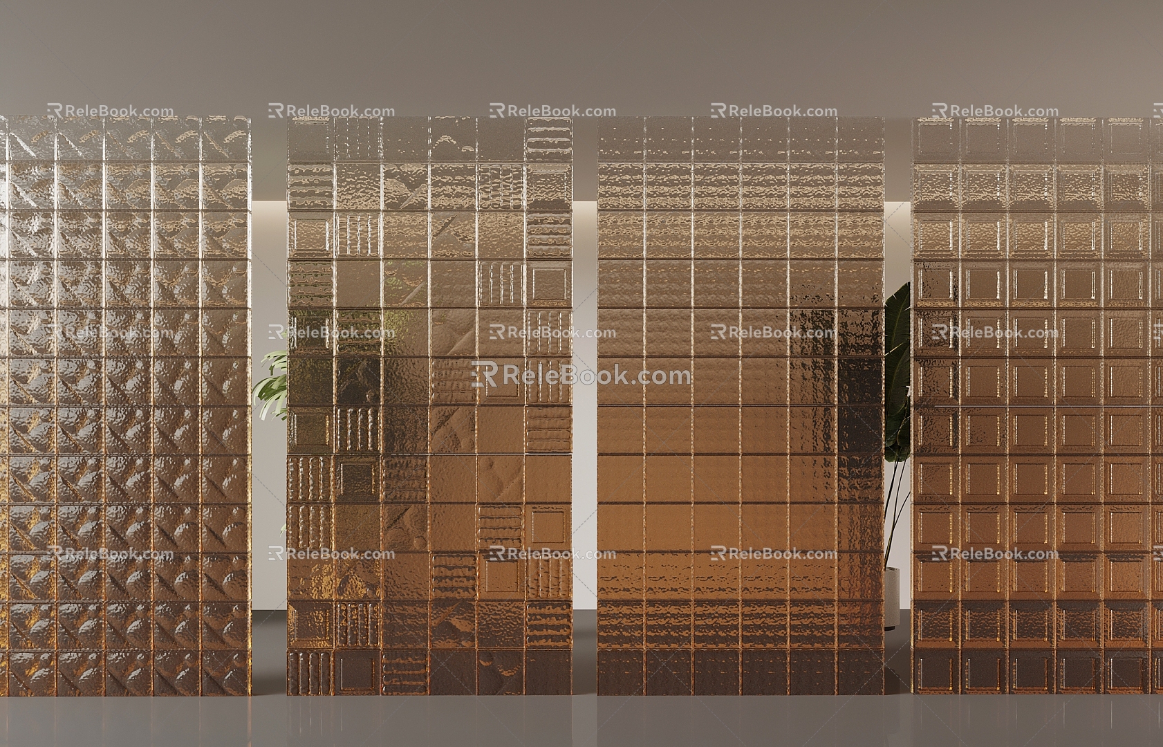 Gradient glass brick glass brick partition 3d model