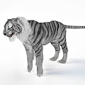 Realistic Gray White Reptile With Black Stripes Standing On White Background