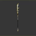 Fantasy Warrior Character With Phoenix Themed Golden Spear Weapon Design
