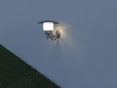 Outdoor Wall Light Mounted On White Wall With Grass And Bright Lighting Design 3d model