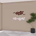 Brown And White Cloud Pattern Wall Hangings Indoor Decor With Natural Light And Green Plant