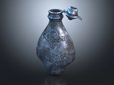 Vintage Style Metallic Container With Intricate Decorative Patterns And Fitted Lid 3d model