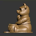 Golden Bear Figurine With Honey Pot Decorative Home Living Accessory