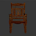Intricately Carved Wooden Leisure Chair With Backrest Armrests And Traditional Design
