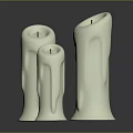 Modern Minimalist Decorative Ornament Set of Three White Candle Shaped Pieces for Home Decor