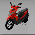 Red and Black Modern Scooter with Sleek Body Lines and Reflection on Surface